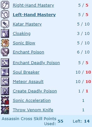 crit assassin cross skills